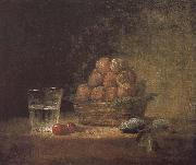 Jean Baptiste Simeon Chardin Lee s basket with two glass cups cherry stone oil painting artist